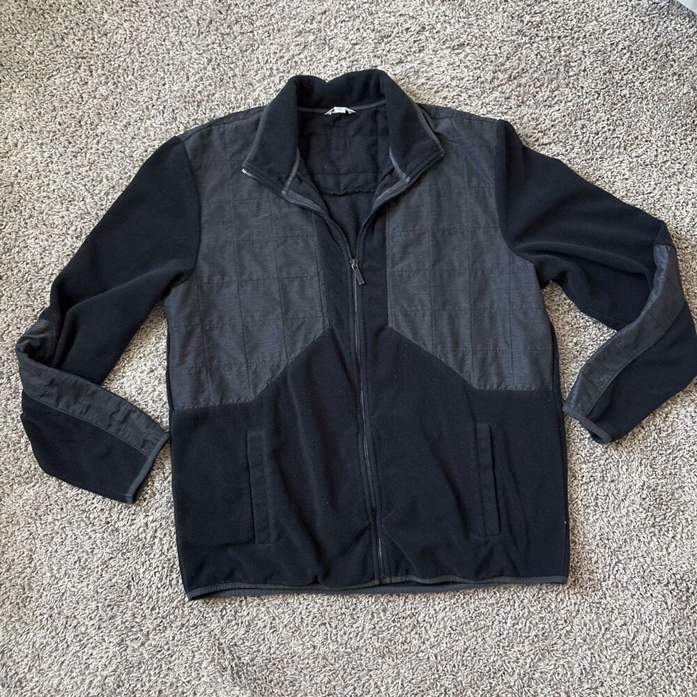 Calvin Klein Jacket Mens XL Black Full Zip Fleece Polyester Jacket Vintage New